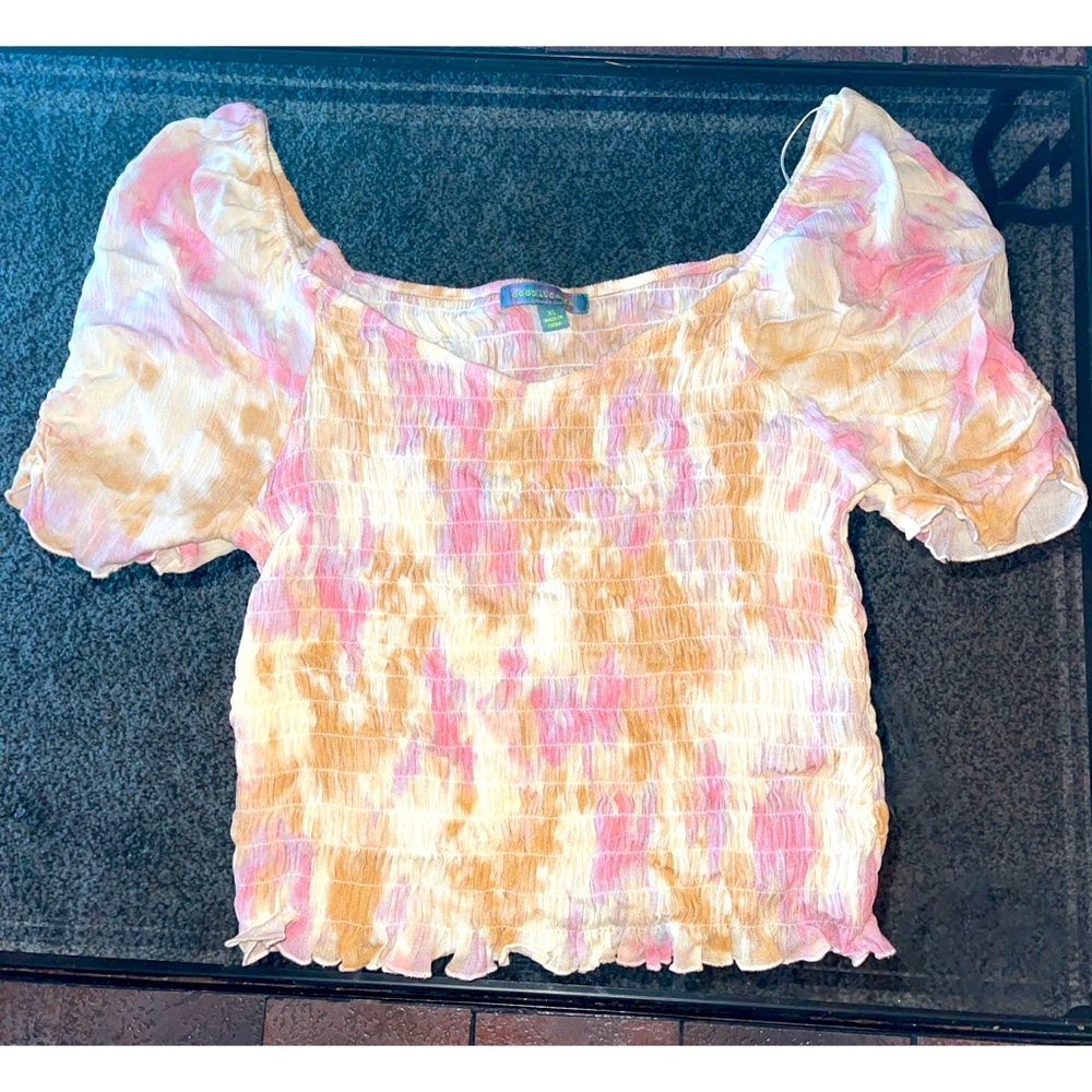 Good Luck Gem Tie dye Crop top, Semi off shoulder
